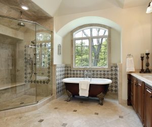 Custom Bathroom Remodel with Glass Shower and Clawfoot tub