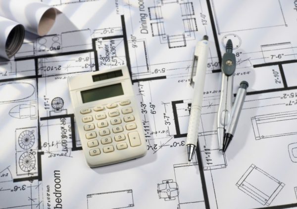 Plans for home addition with calculator