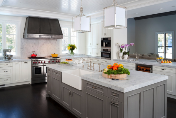 custom kitchen white granite